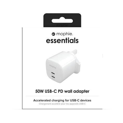 mophie-Essentials-Power Adapter-Dual USB-C-PD-50W-White-EU