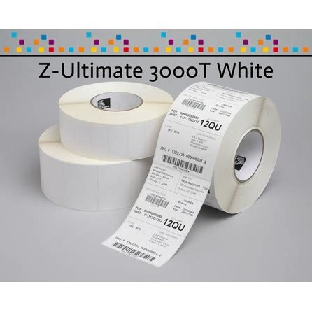 Zebra Label; Polyester; 102x51mm; Thermal Transfer; Z-Ultimate 3000T White; Permanent Adhesive; 76mm Core; 4 per box
