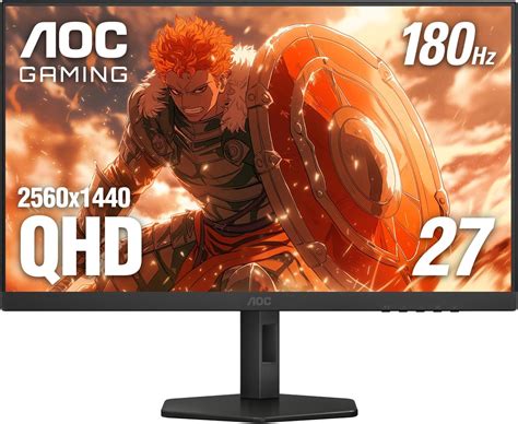 AOC Q27G4 Gaming Monitor|27 inch|IPS QHD 2560x1440 180Hz|1ms|HDMI DP|VESA|Flicker Free;|Low Blue Mode|Adaptive Sync|3YR Warranty