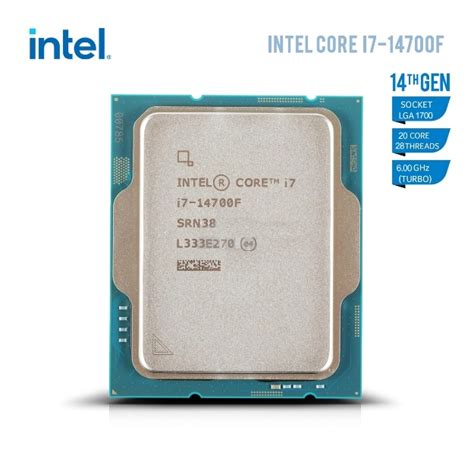 Intel Core i7 14700F Up to 5.4 GHZ; 20 Cores (8P+12E); 28 Thread; 33MB Smartcache; 65W TDP;  Intel® Laminar RM1 Cooler included;