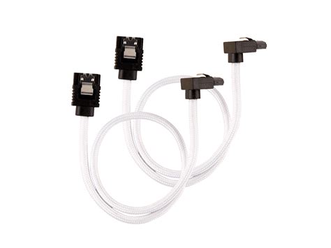 Corsair Premium Sleeved SATA Data Cable Set with 90° Connectors; White; 30cm