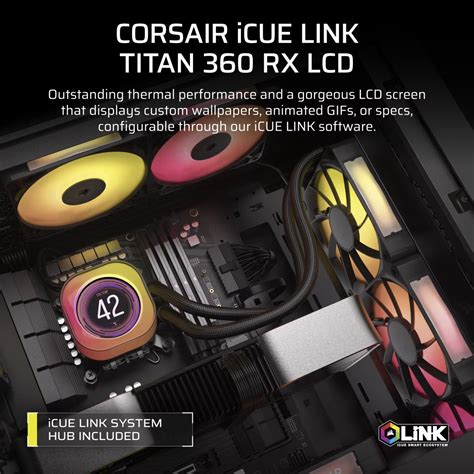 Corsair iCUE LINK TITAN 360 RX LCD Liquid CPU Cooler – RX120 RGB Fans – Fits Intel® LGA 1851/1700; AMD® AM5/AM4. 