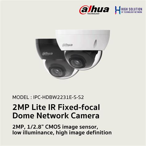 Dahua 2MP Lite IR Fixed-focal Dome Network Camera IR 30m; 25/30fps Intelligent detection: Intrusion; tripwire IP67; IK10 protect