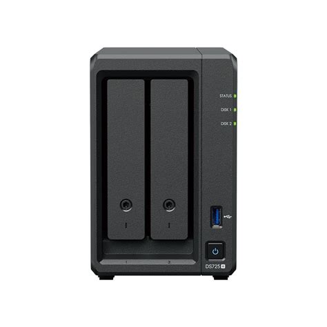 Synology DS725+ 2 Bay NAS 	AMD Ryzen R1600 2C CPU 4 GB DDR4 ECC SODIMM (2 RAM slots) 1 x RJ-45 1GbE 1 x RJ-45 2.5GbE