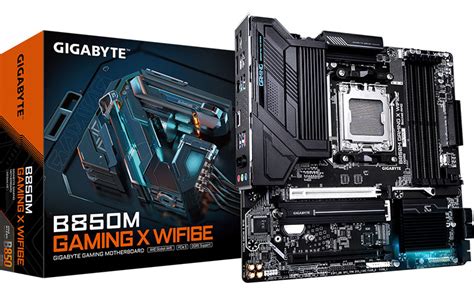 GIGABYTE B850M GAMING - AMD B850 Chipset: Socket AM5, Support AMD Ryzen™ 7-9000 Series Processors
Memory : 4x DDR5 DIMM sockets supporting up to 256 GB
Expansion Slots : 1 x PCIe 5.0 x16 , 1 x PCIe 3.0 x4
Storage and USB : 4 x SATA 6Gb/s, 1 x M.2 Gen 5 , 1 x M.2 Gen 4, 5 x USB 3.2 (3x Back), 2 x USB Type C, 8x USB2 (4x Back)
Misc. Realtek® Wi-Fi 6E RTL8852CE WIFI a, b, g, n, ac, ax, supporting 2.4/5/6 GHz, BLUETOOTH 5.3
Rear IO Panel Display Ports Available: 2x DP 1x HDMI