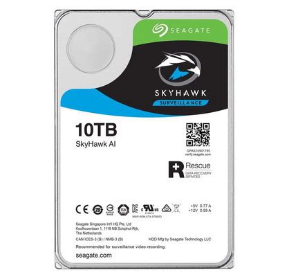Seagate Skyhawk AI ST10000VE001.  10TB 3.5'' HDD Surveillance Drives; SATA 6GB/s Interface; 256MB Cache; RPM: 7200; 512e