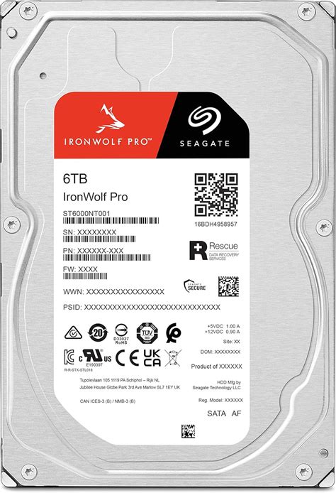 Seagate Ironwolf Pro ST6000NT001 6TB 3.5'' HDD NAS Drives 7200 RPM; SATA 6GB/s Interface; 256MB Cache;550TB/Year; Unlimited Bays
