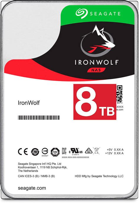 Seagate Ironwolf ST8000VN002 8TB 3.5'' HDD NAS Drives; SATA 6GB/s Interface; 1-8 Bays Supported; MUT: 180TB/Year; RV: Yes; Dual 