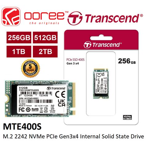 Transcend 256GB MTE400S PCI-E GEN 3x4 M.2 2242 SSD 3D TLC - 2000 MB/s Read 1000 MB/s Write - 100 TBW