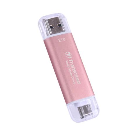 TRANSCEND 2 TB ESD310P USB3.2 TYPE A & C (USB 10Gbps) OTG COMPACT PORTABLE SSD  - Read 1050MB/s Write 950 MB/s - Pink
