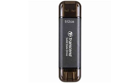 TRANSCEND 512 GB ESD310C USB3.2 TYPE A & C (USB 10Gbps) OTG COMPACT PORTABLE SSD  - Read 1050MB/s Write 950 MB/s - Black
