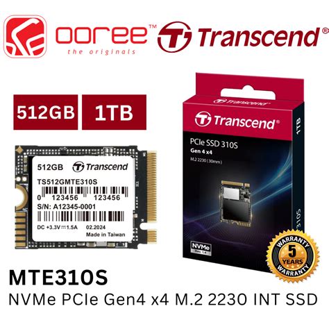 Transcend 512GB MTE310S PCI-E GEN 4x4 M.2 2230 SSD 3D NAND - 3300 MB/s Read 1700 MB/s Write - 300 TBW